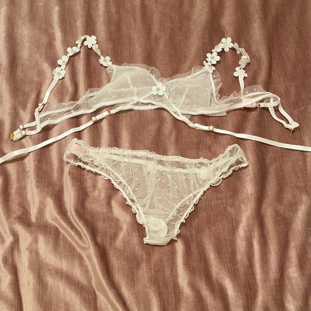 Empress Mimi White Floral Mesh Lingerie Set